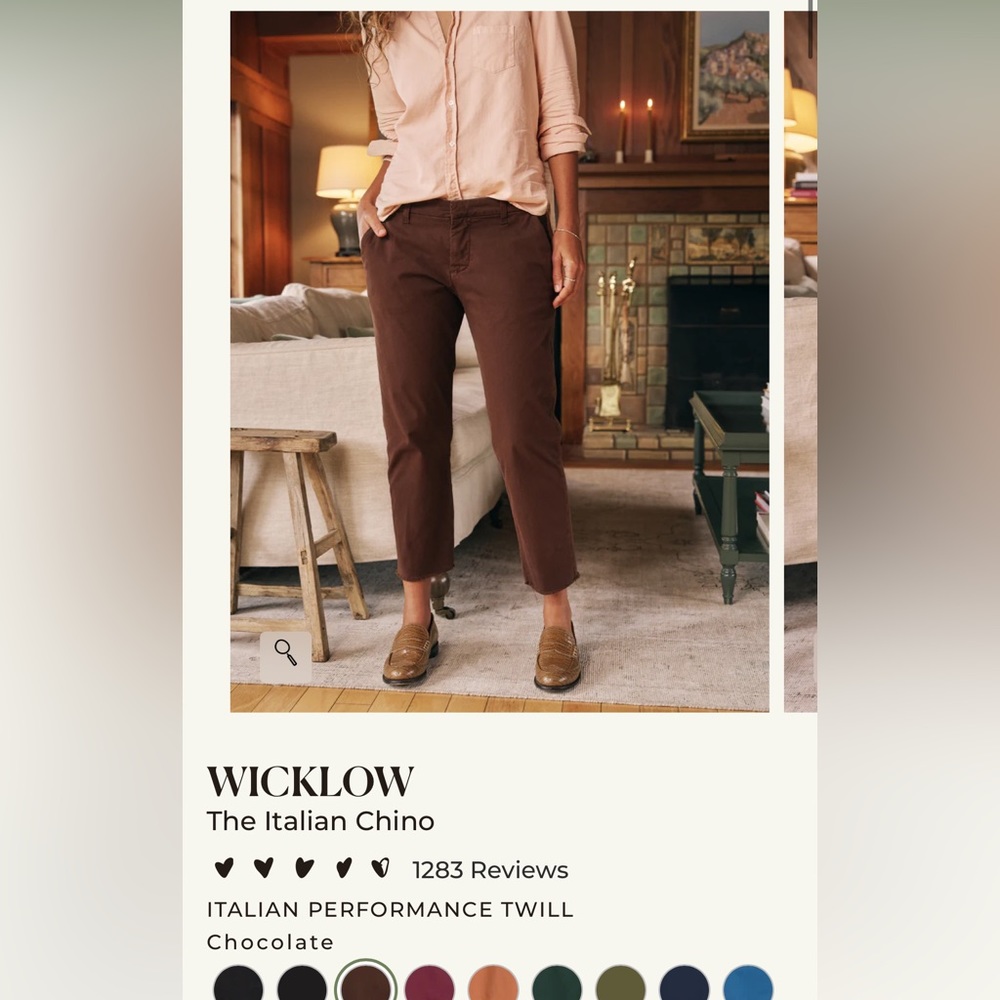 #22 NWOT Frank & Eileen Wicklow The Italian Chino Chocolate Brown size 4 / 27